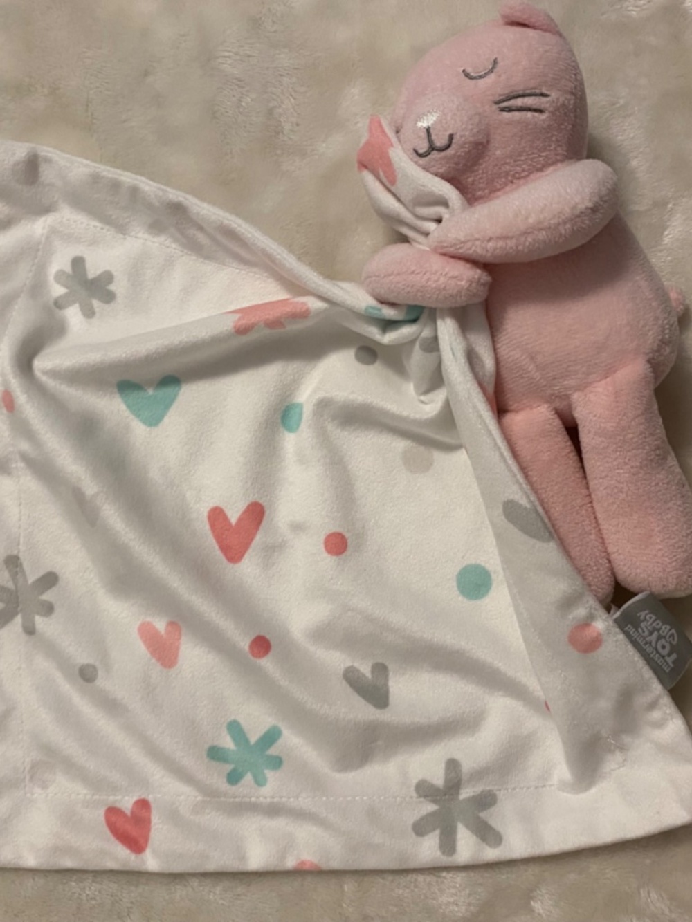Mastermind Toys Kitty Cat Pink & White Plush Baby Security Blanket Lovey